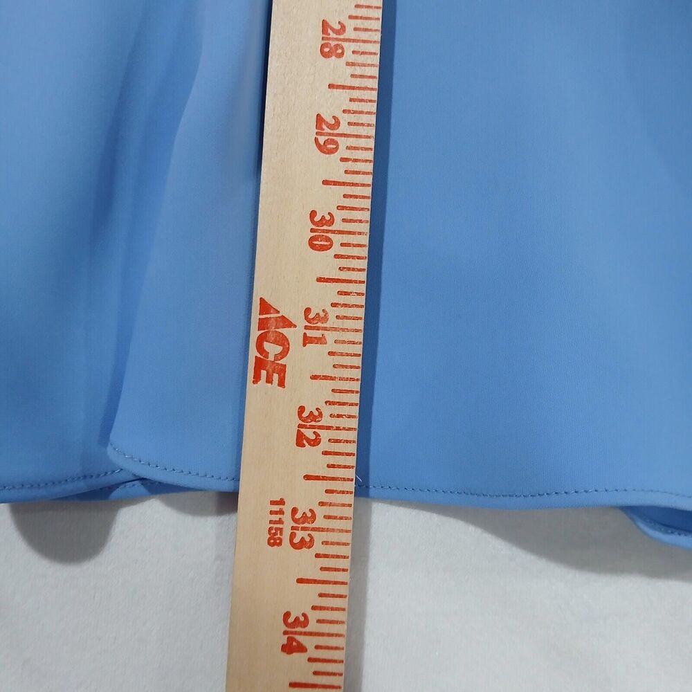 Amanda Uprichard Emery Dress Medium Chambray Blue Ruffle Mini Flounce 20432 - Picture 12 of 12